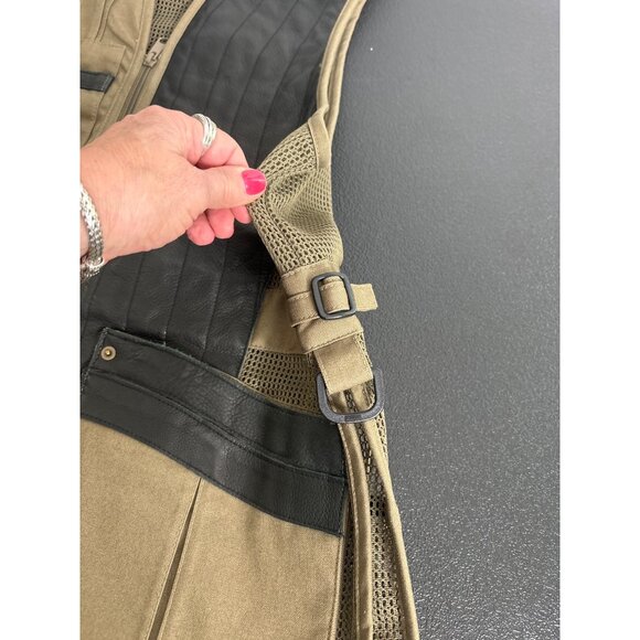 Cabela's Men's Tan Canvas & Brown Leather & Mesh Hunting Vest Size M - Picture 11 of 12